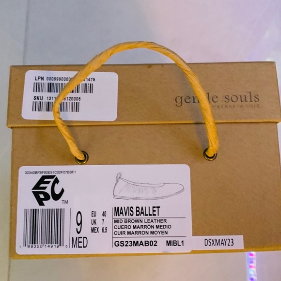 $169 New Gentle Souls Mavis Mid Brown Leather Ballet Flats Size 9M - Picture 8 of 9